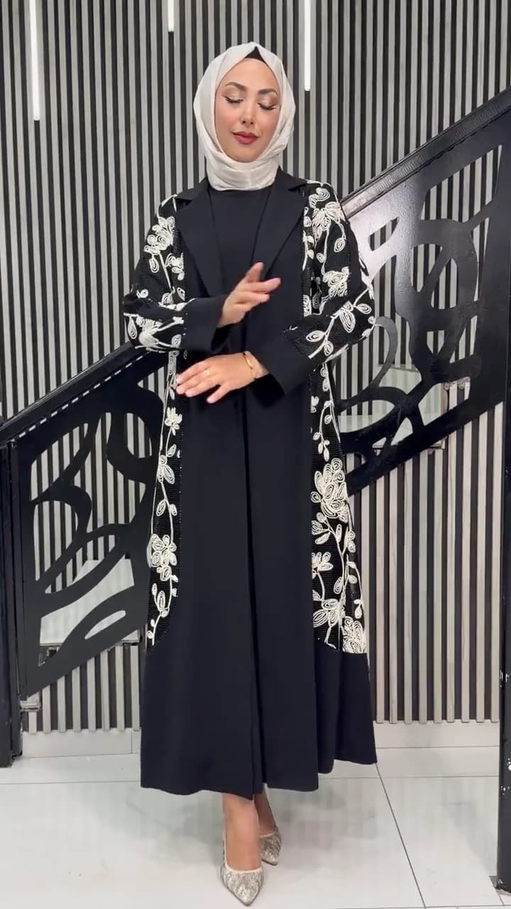 İŞLEMELİ ABAYA TAKIM