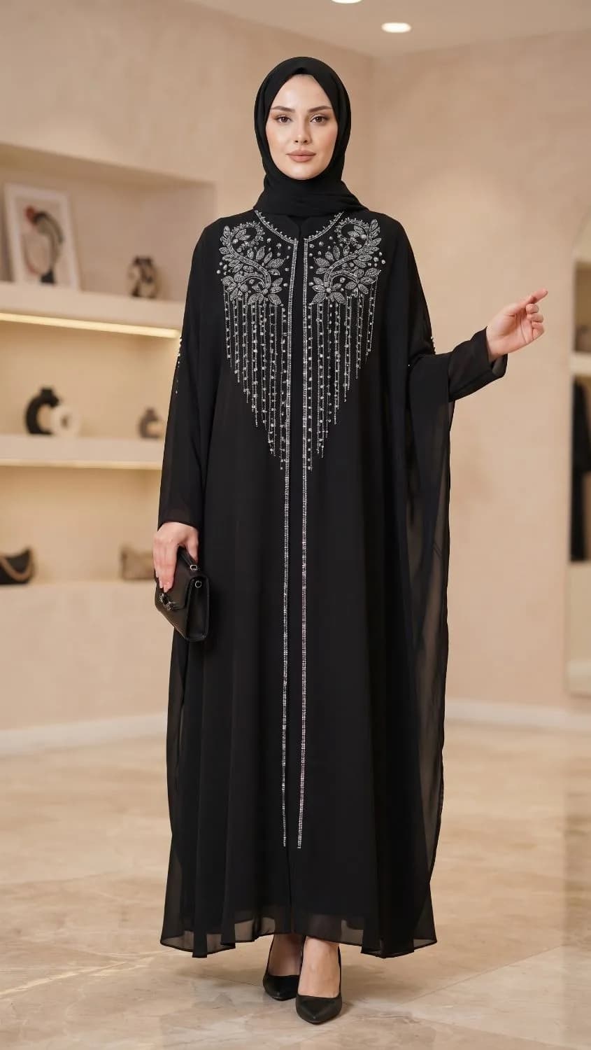 İŞLEMELİ ABAYA TAKIM