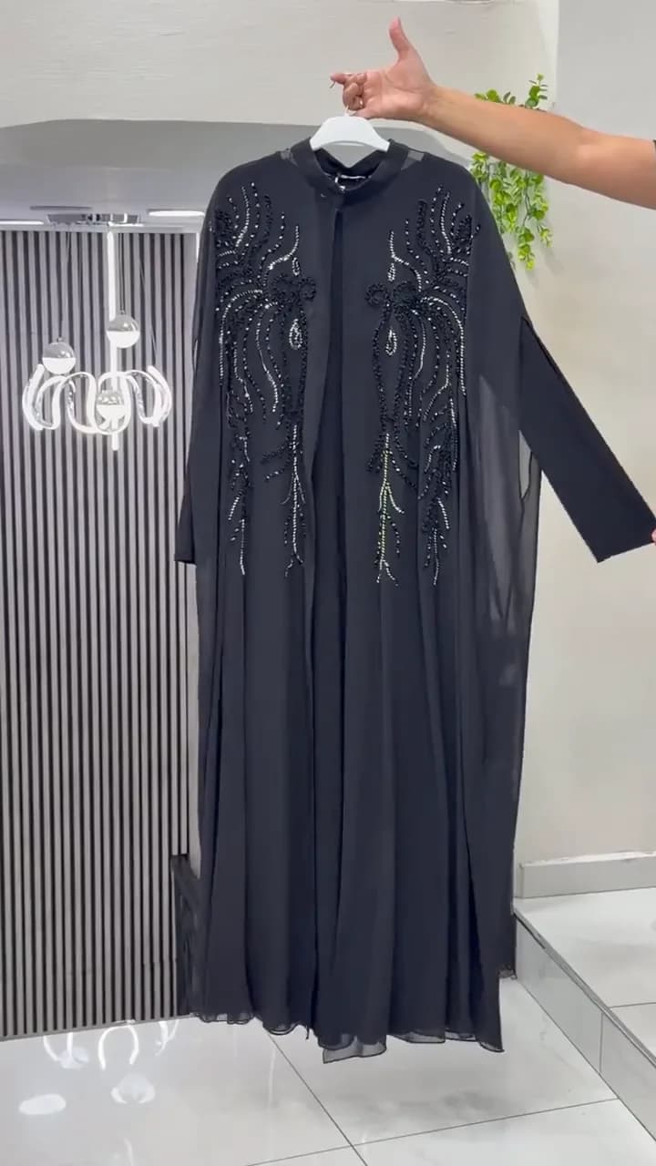 YARASA KOL İŞLEMELİ ABAYA TAKIM