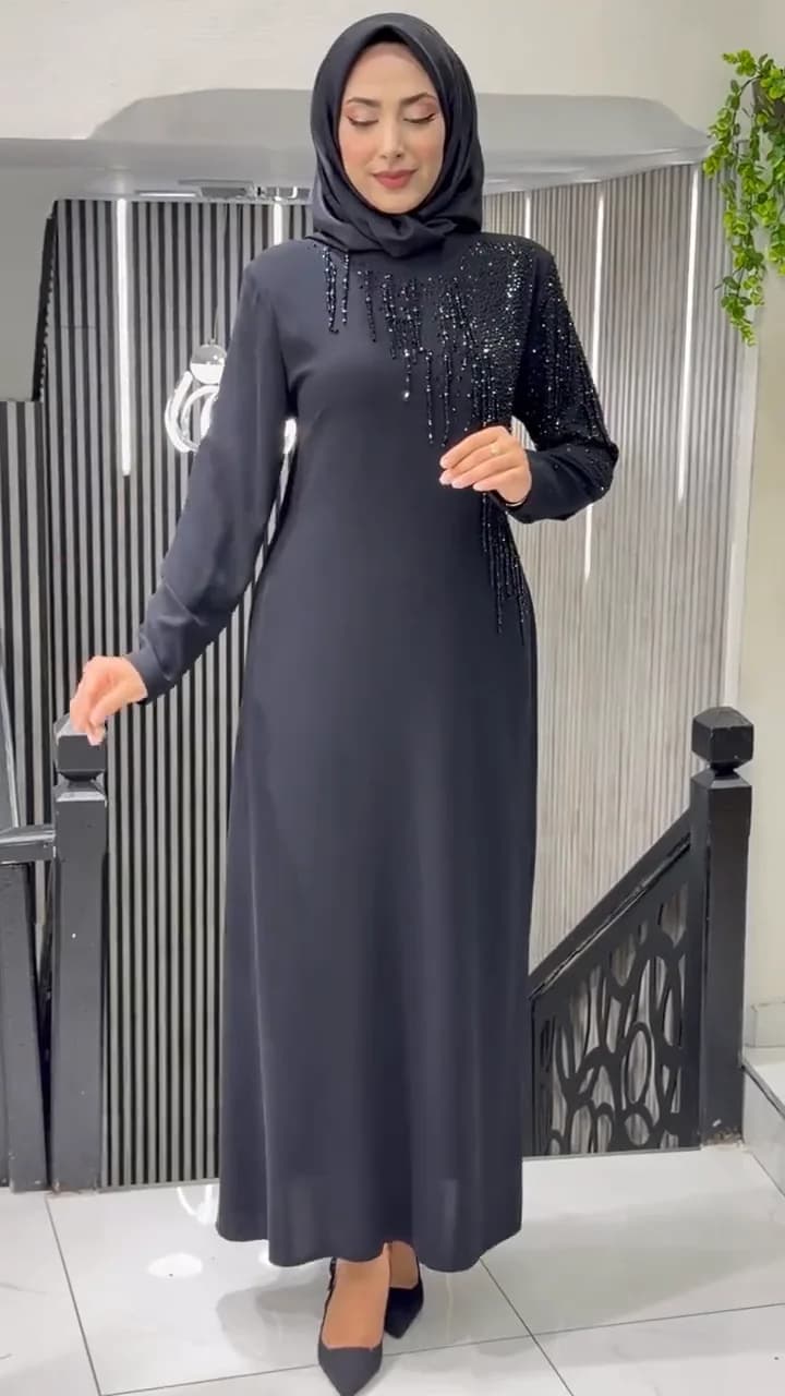 SARKIT BONCUK DETAYLI ELBİSE 3811