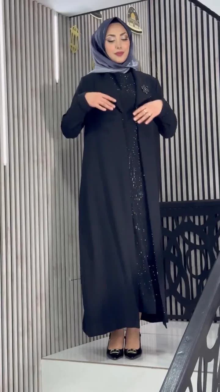 TAŞ BASKI DETAYLI ABAYA TAKIM