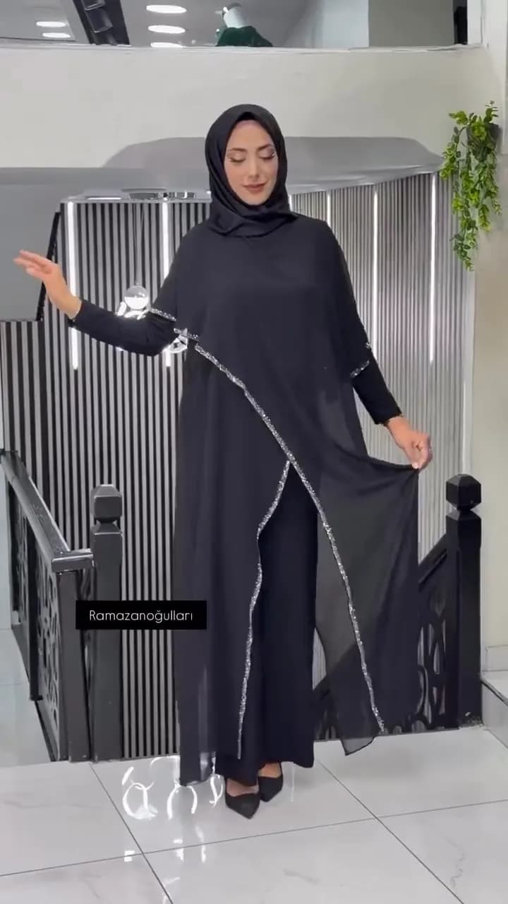 PELERİNLİ TAŞ DETAYLI TULUM