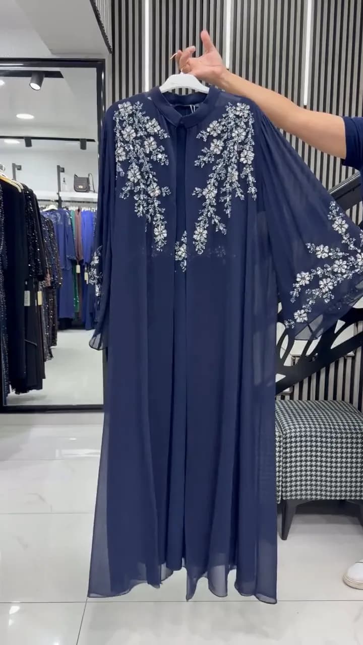 İKİLİ TAŞ DETAYLI ABAYA TAKIM