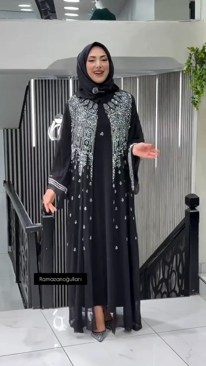 TAŞ BASKILI ABAYA TAKIM